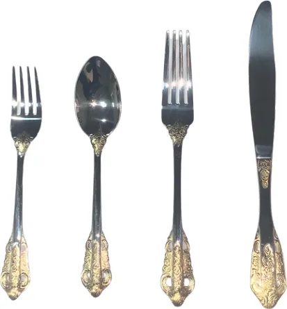 ROYAL SILVER GOLD Нож, Вилка, Десертная вилка, Десертная ложка Комплект