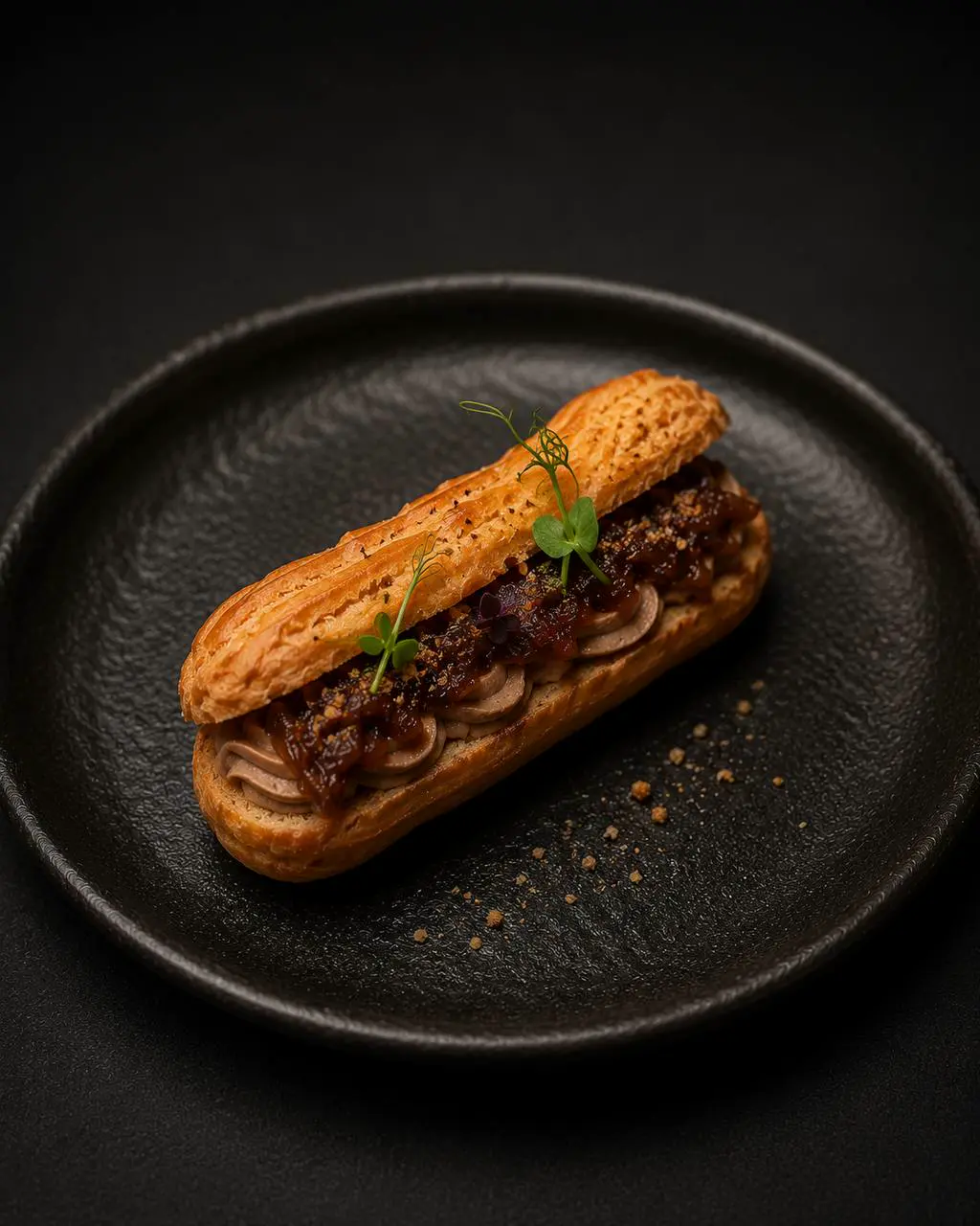 Эклер с паштетом из утки с луковым конфми — Maxvel Catering