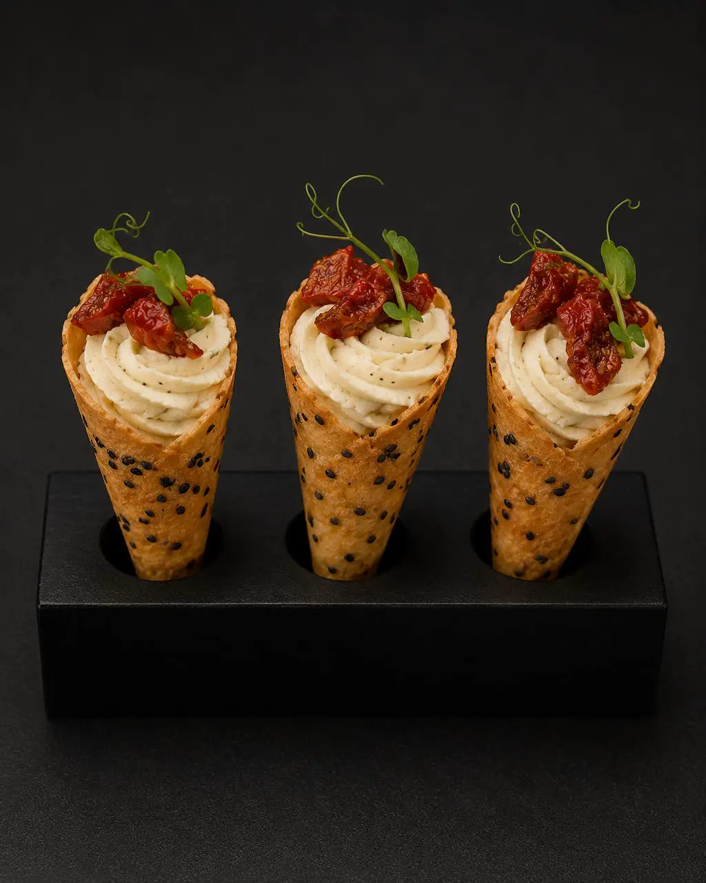 Конус с муссом из артишоков и вялеными томатами — Maxvel Catering