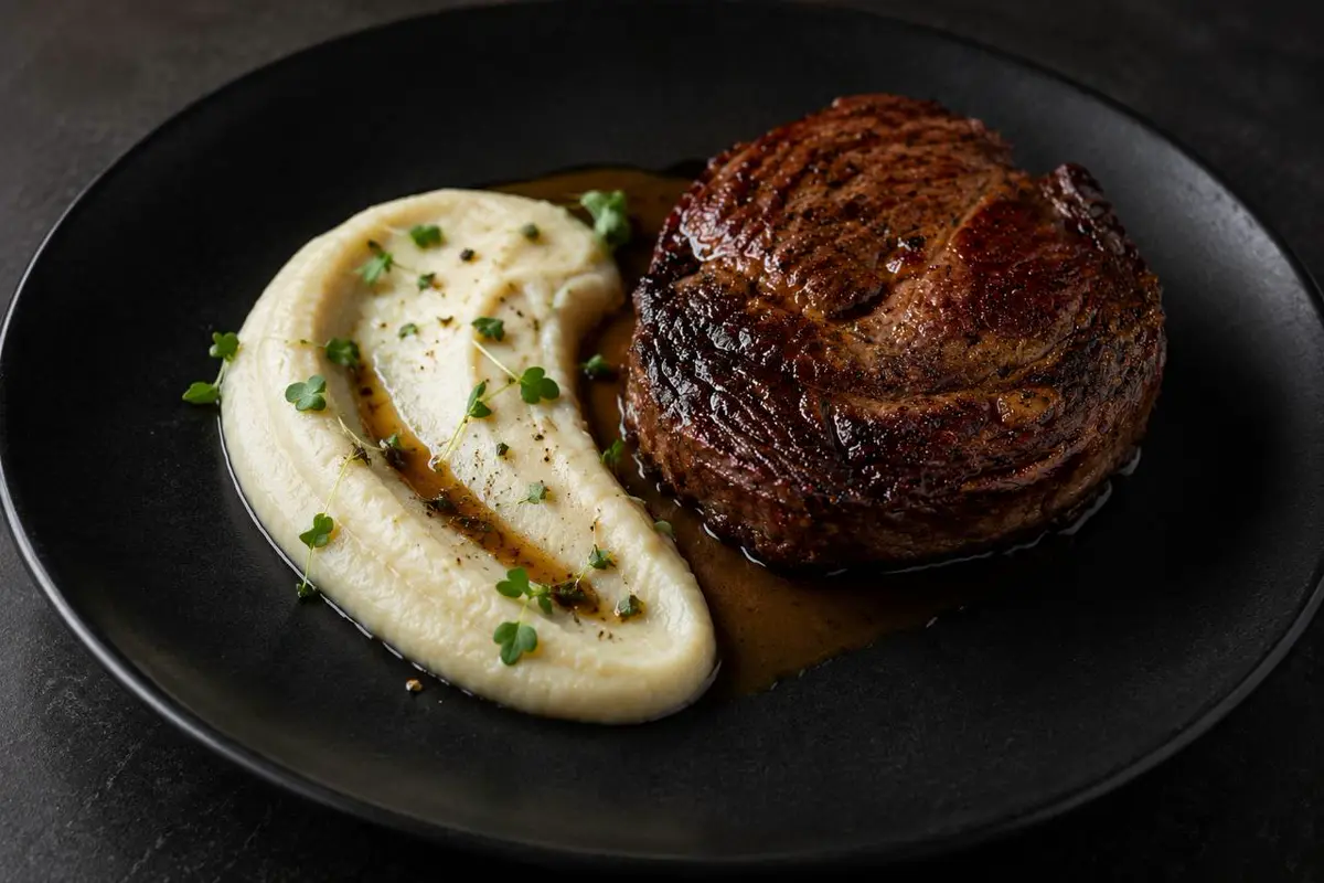 Стейк Ribeye black Angus и пюре из сельдерея — Maxvel Catering