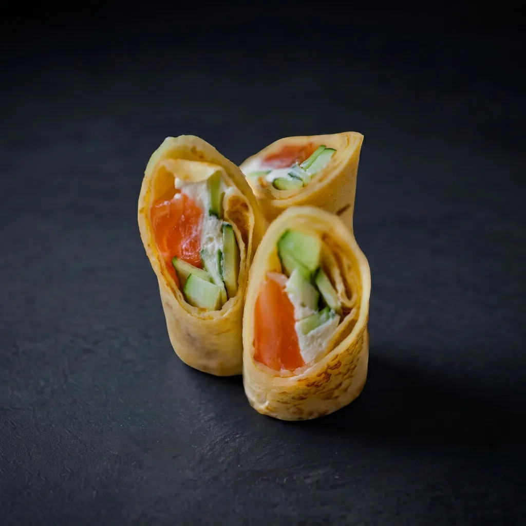 Блинный рулет с лососем и «Филадельфией» — Maxvel Catering