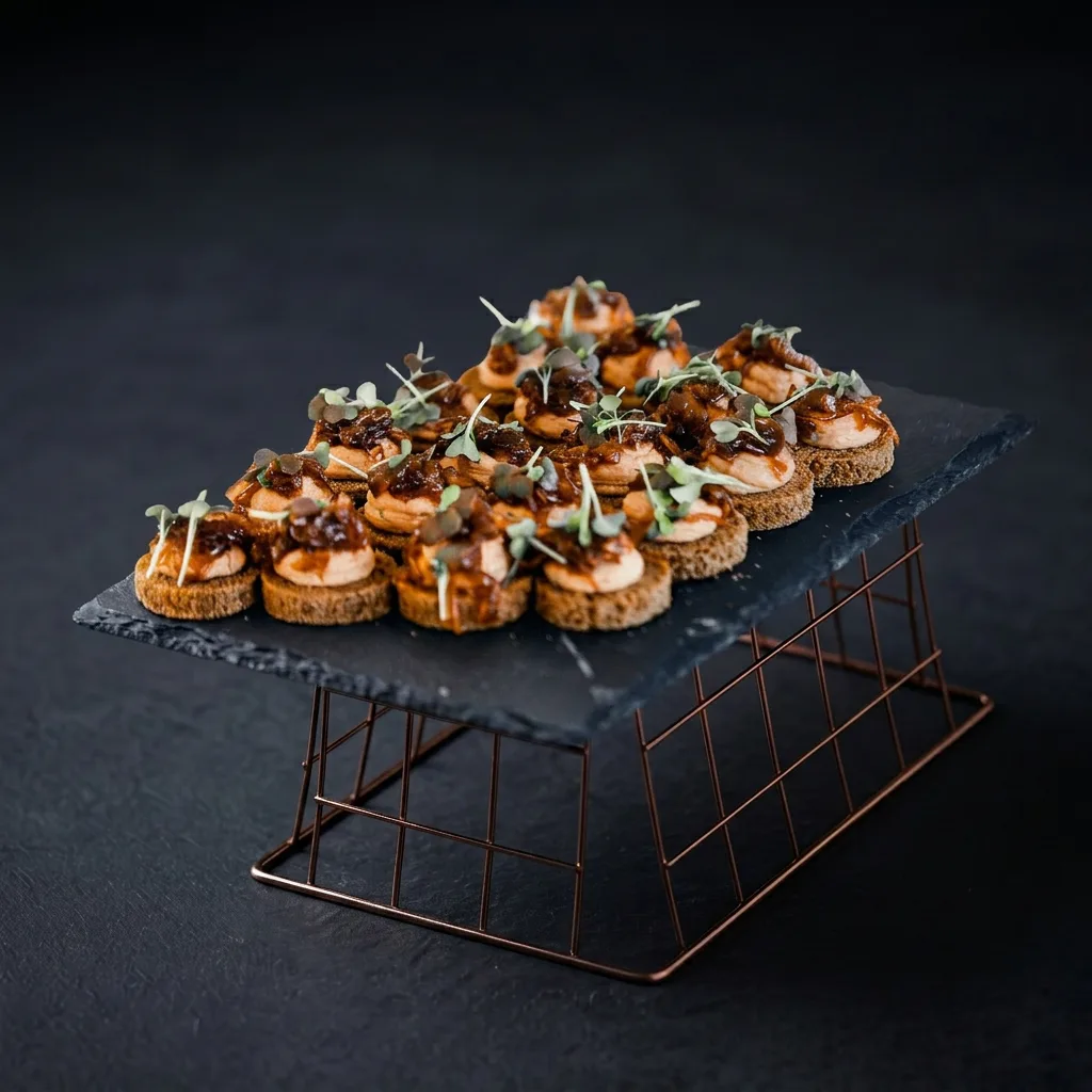 Бородинские тосты с куриным паштетом и карамелизированным луком — Maxvel Catering