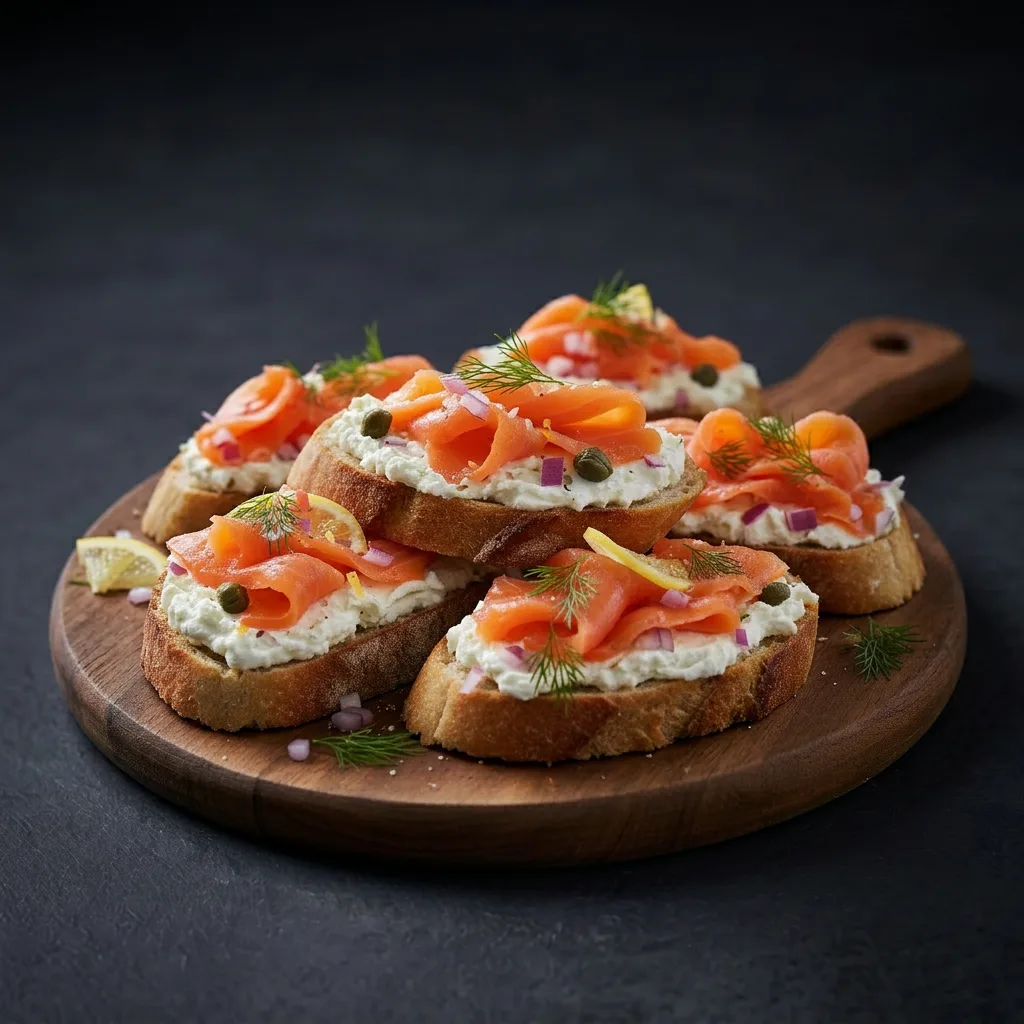 Брускетта с лососем и крем-сыром — Maxvel Catering