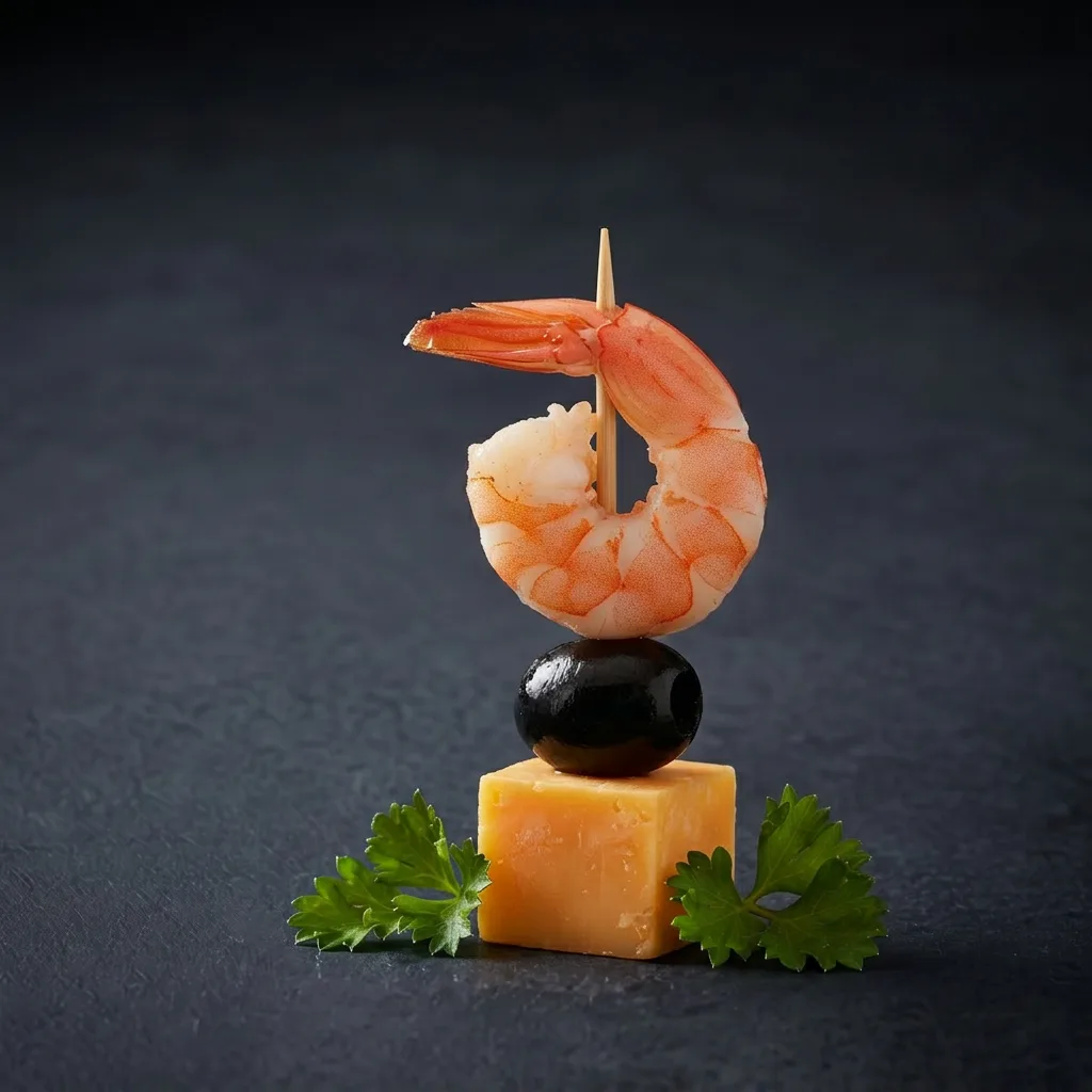 Канапе с креветкой, чеддером, оливкой и петрушкой — Maxvel Catering