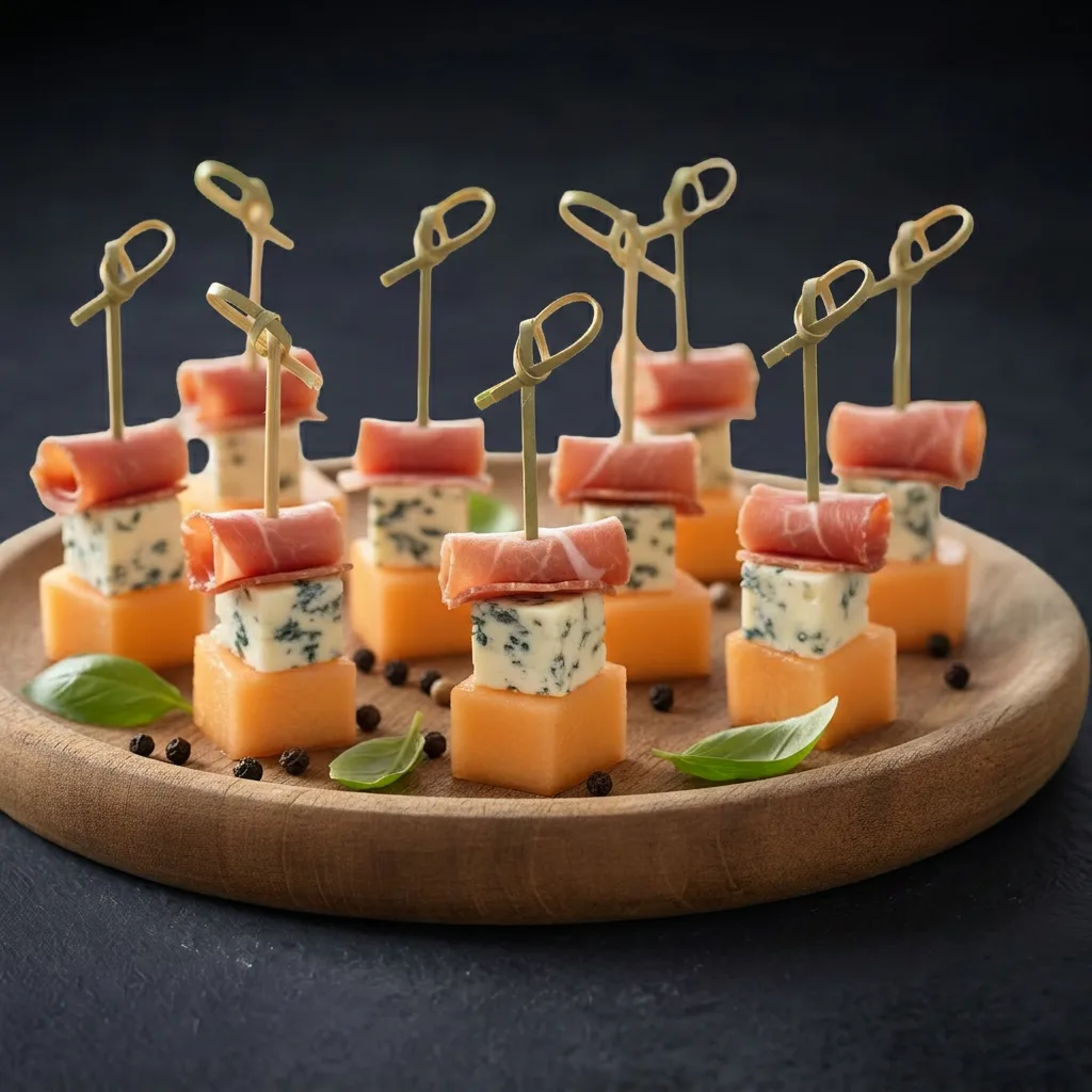 Канапе с дыней, дорблю и прошутто — Maxvel Catering
