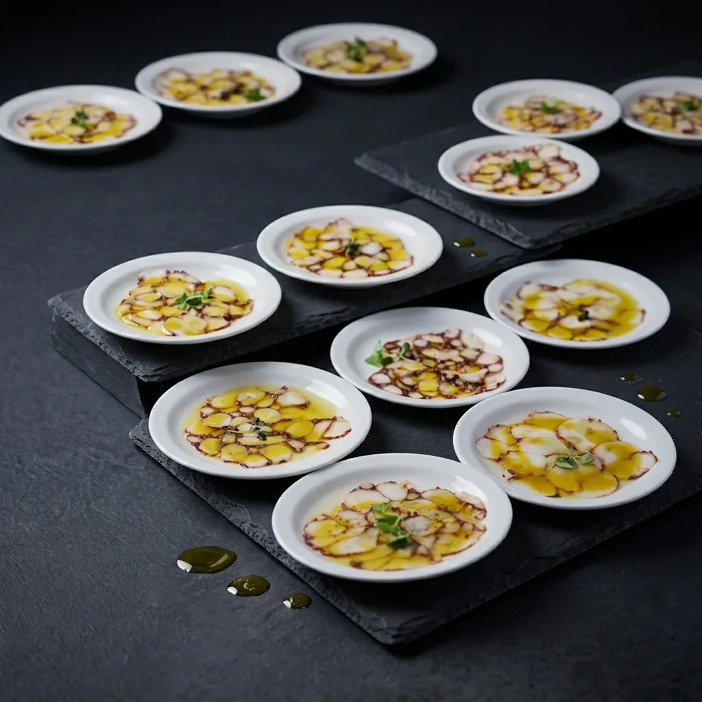 Карпаччо из осьминога с оливковым маслом — Maxvel Catering