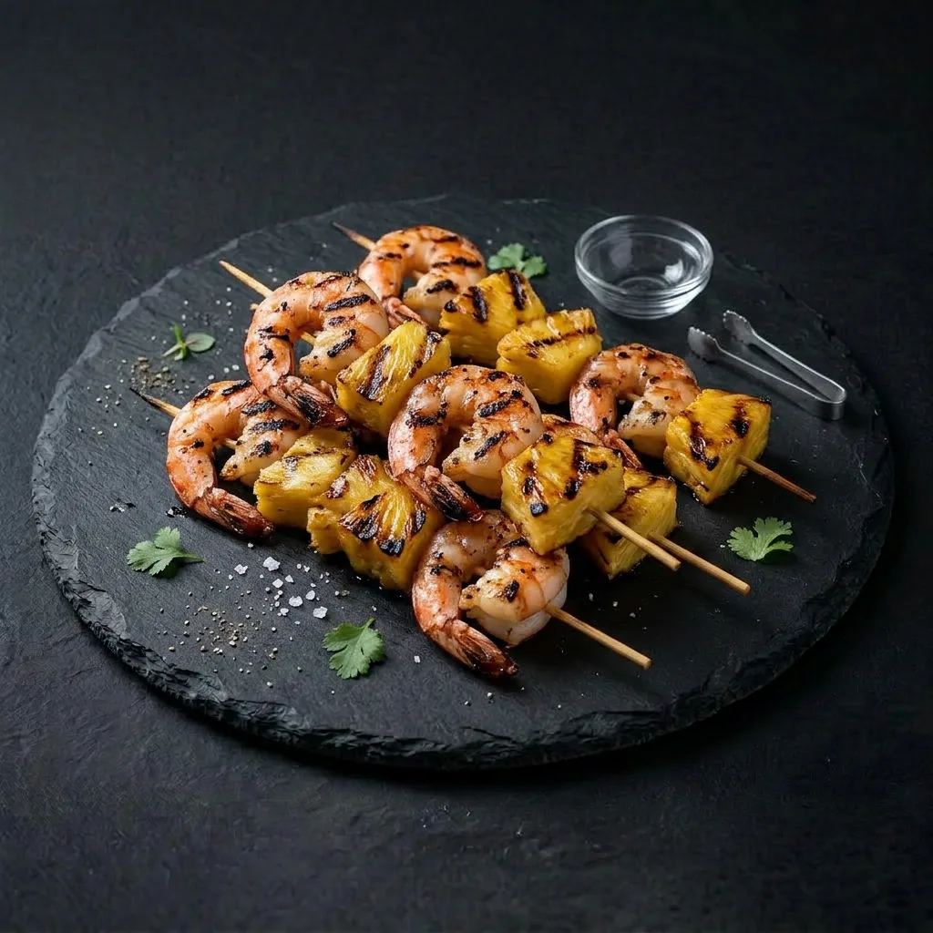Креветки с ананасом на шпажке — Maxvel Catering