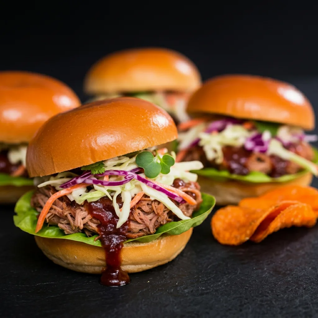 Мини бургер с рваной свининой BBQ и коул-слоу — Maxvel Catering