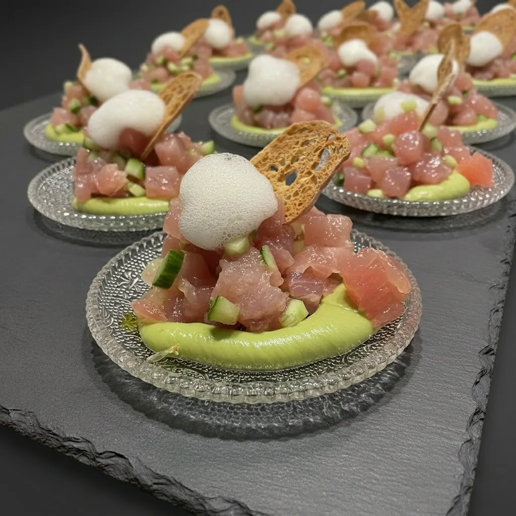 Севиче из тунца с кремом из авокадо и лаймовой пеной — Maxvel Catering