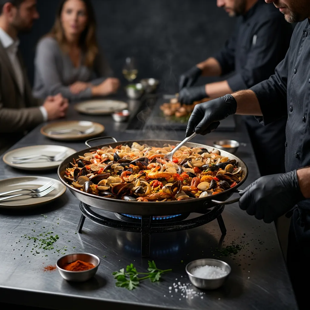 Станция приготовления испанской паэльи с морепродуктами — Maxvel Catering
