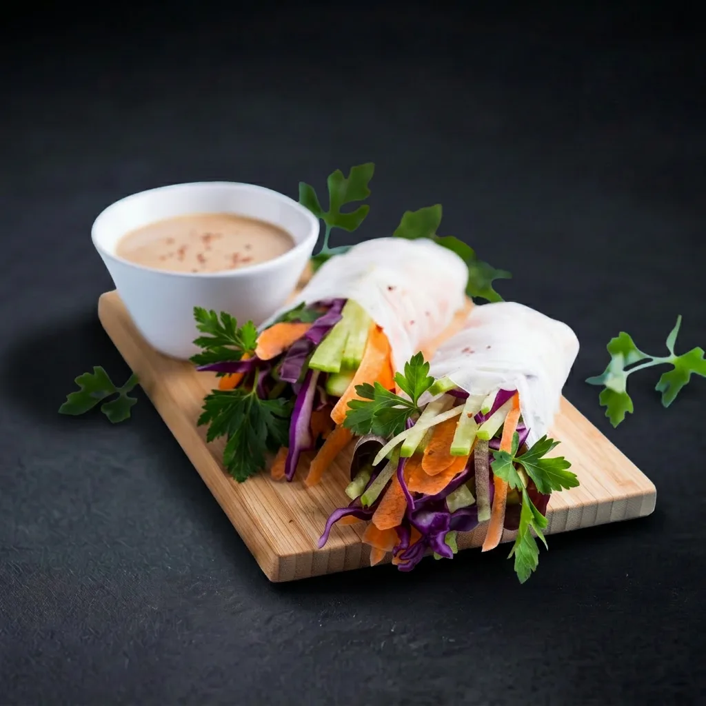 Свежий спринг-ролл с овощами в соусе юзу — Maxvel Catering