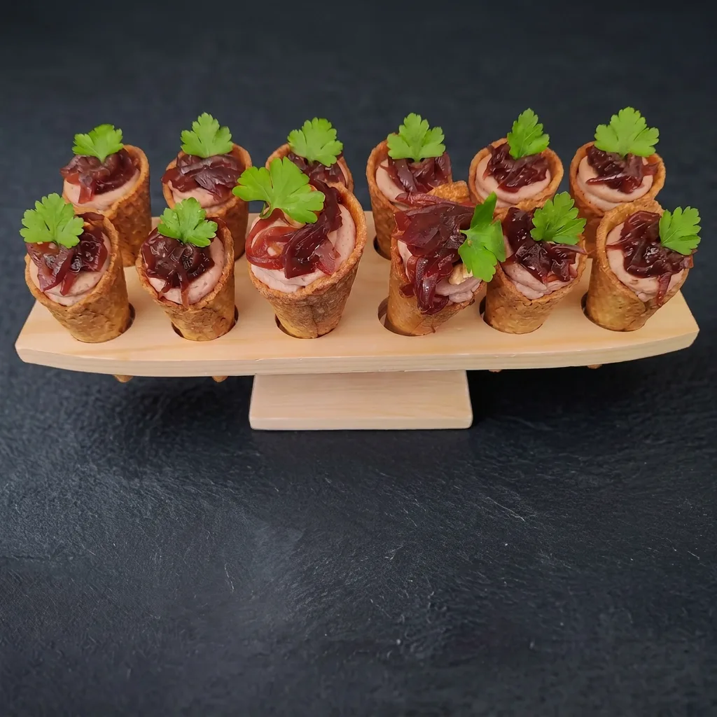 Тарталетка с паштетом и луком конфи — Maxvel Catering